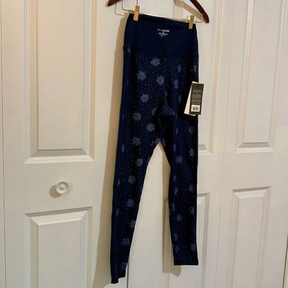 Glyder Crossover Leggings Navy Blue Succulent Print Small New - Picture 6 of 11